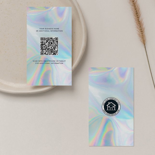 Fügen Sie Ihr Firmenlogo und QR Code DIY Holograph Visitenkarte (Real Estate Agent Holographic QR Code Brand Logo Business Card)