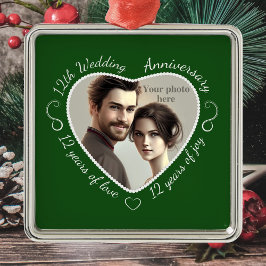 Fügen Sie Ihr Foto 12 Jahre Ehe hinzu Silbernes Ornament