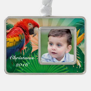 Fügen Sie Ihr Foto Personalisierten Weihnachtsbro Rahmen-Ornament Silber