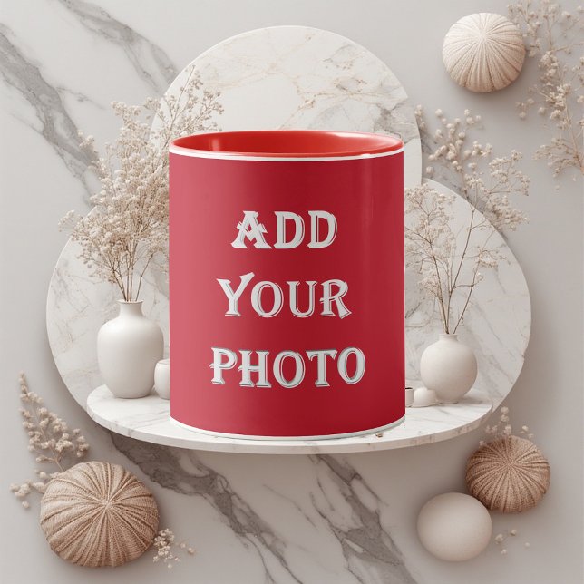 Fügen Sie Ihr Foto Romantisches Rot Personalisiert Tasse (Add Your Photo Romantic Red Personalized NewlyWeds Mug)