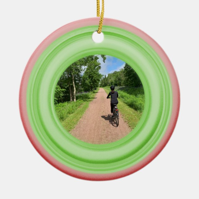 Fügen Sie Ihr Foto Rot und Grün Keramik Ornament (Vorne)
