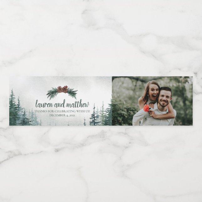 Fügen Sie Ihr Foto rustikale Hochzeitswasserflasch (Einzelnes Label)