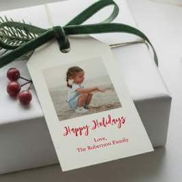 Fügen Sie Ihr Foto Weihnachten oder Feiertag Tag, Geschenkanhänger