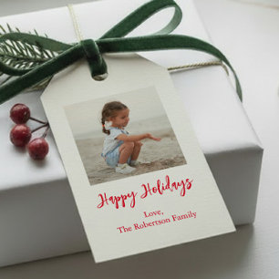 Fügen Sie Ihr Foto Weihnachten oder Feiertag Tag, Geschenkanhänger
