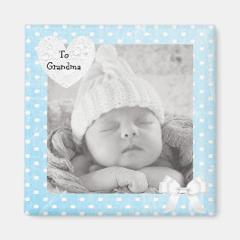 Fügen Sie Ihr Foto zu Blue Polka Dotted Foto Magne Magnet