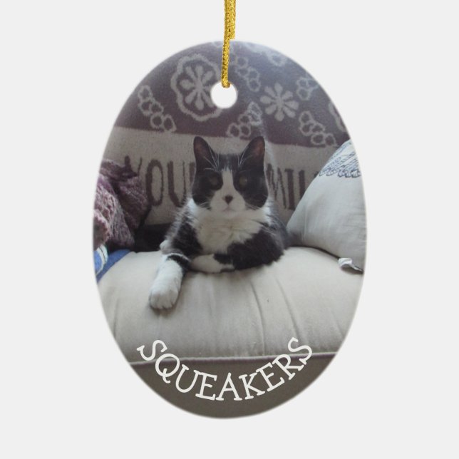 Fügen Sie Ihr Haustier Foto Custom Weihnachtsschmu Keramik Ornament (Vorne)