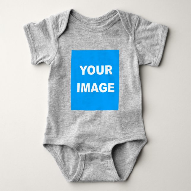 Fügen Sie Ihr Image Foto Picture Logo Heather Grau Baby Strampler (Vorderseite)