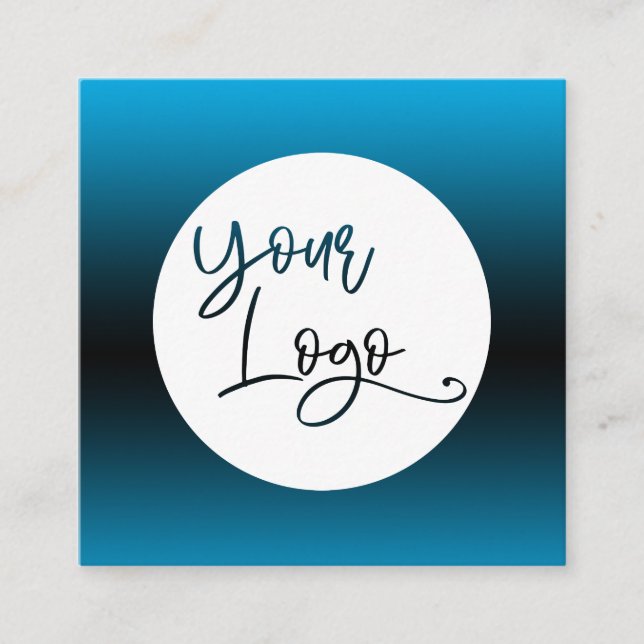 Fügen Sie Ihr individuelles Logo über Sky Blue und Quadratische Visitenkarte (Vorderseite)