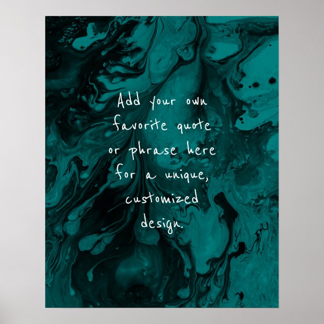 Fügen Sie Ihr individuelles Zitat schwarze Marmorb Poster (Vorne)