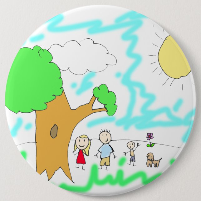 Fügen Sie Ihr Kinderwerk zu diesem großen Button (Vorderseite)