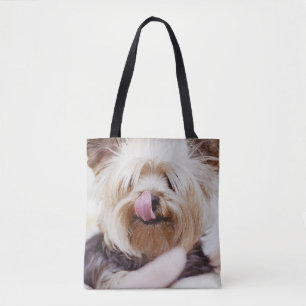 Fügen Sie Ihr Lieblings-Hund-Foto über Druckfelder Tasche