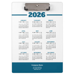 Fügen Sie Ihr Logo 2026 Geschäfts-Kalender-Clip hi Klemmbrett