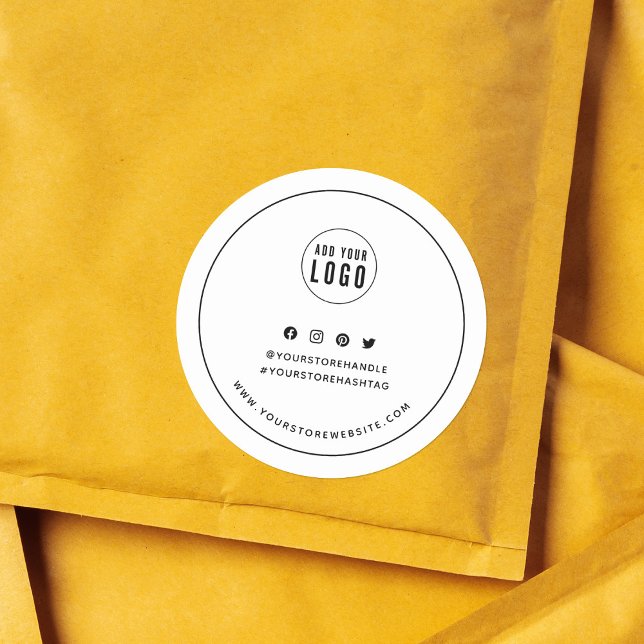 Fügen Sie Ihr Logo als Black Border Social Media-B Runder Aufkleber (Von Creator hochgeladen)