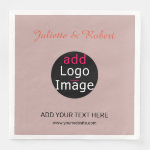 Fügen Sie Ihr Logo Hochzeit Dusty Rose Hue Art Serviette