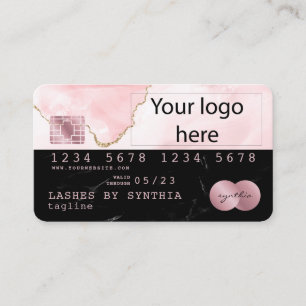 Fügen Sie Ihr Logo Kreditkarte Black Marble Blush  Visitenkarte