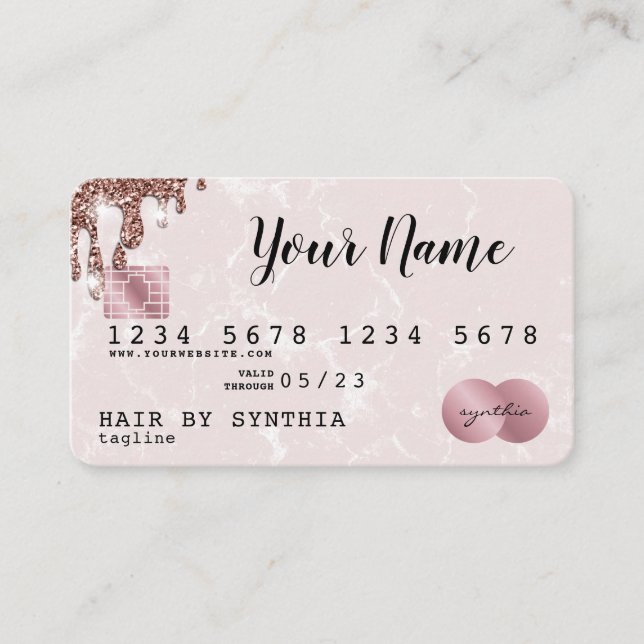 Fügen Sie Ihr Logo Kreditkarte Styling Rose Gold h Visitenkarte (Vorderseite)