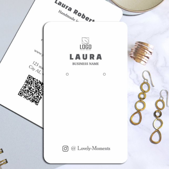 Fügen Sie Ihr Logo und Ihre QR-Code-Ohranzeige hin Visitenkarte (Add your logo and QR Code earring display #studearringdisplayholder #earringholder #jewellery)