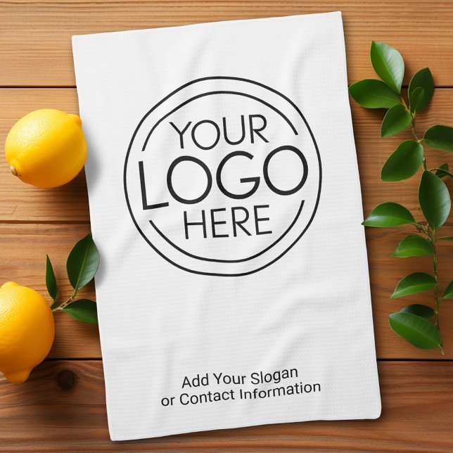 Fügen Sie Ihr Logo-Unternehmen Minimalistisch hinz Geschirrtuch (Promotional Product - Custom Kitchen Towel with your logo - white background)