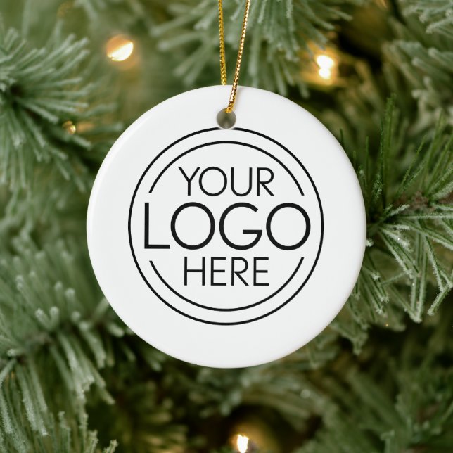 Fügen Sie Ihr Logo-Unternehmen Minimalistisch hinz Keramik Ornament (Baum)