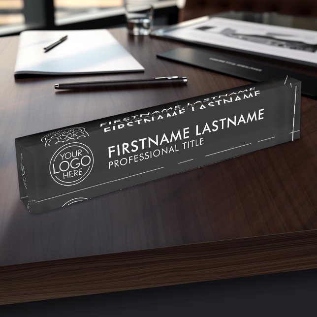 Fügen Sie Ihr Logo-Unternehmen Minimalistisch hinz Namensplakette (Personalized Name Plate With Your Logo Here)