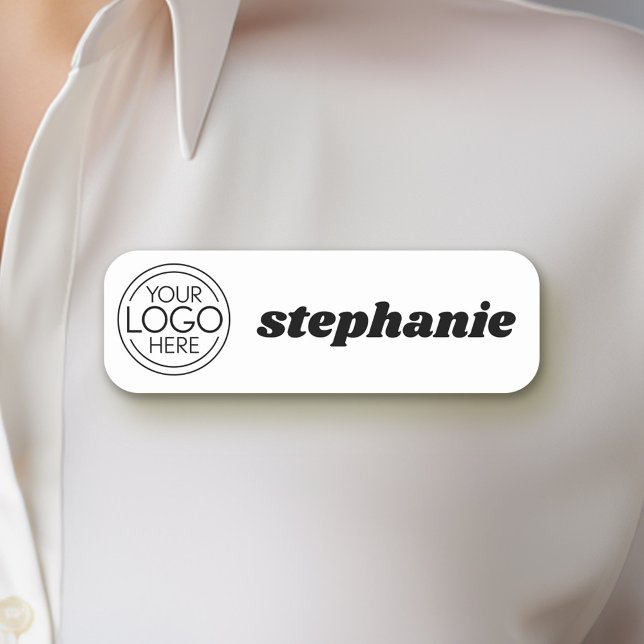 Fügen Sie Ihr Logo-Unternehmen Minimalistisch hinz Namensschild (Simple Nametag Template with your logo and name)