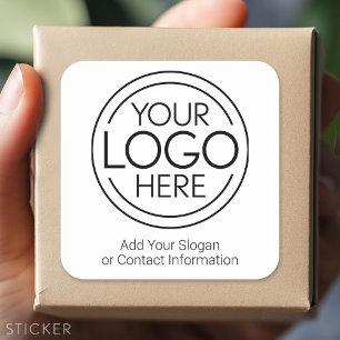 Fügen Sie Ihr Logo-Unternehmen Minimalistisch hinz Quadratischer Aufkleber