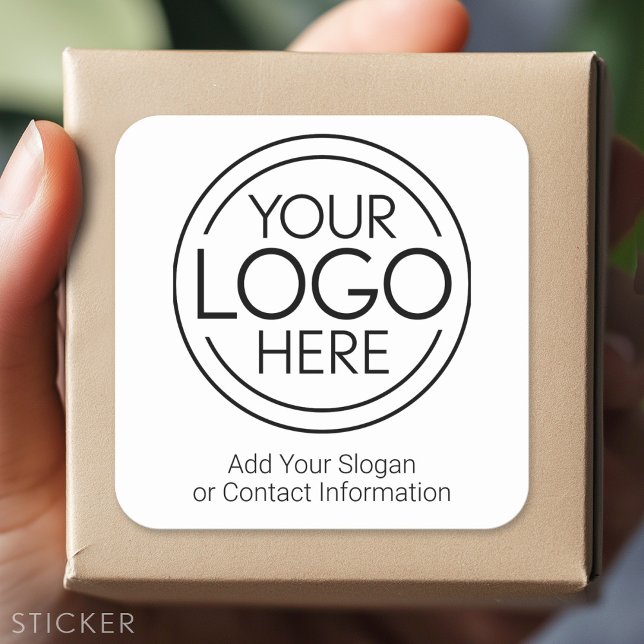 Fügen Sie Ihr Logo-Unternehmen Minimalistisch hinz Quadratischer Aufkleber (Custom Sticker)
