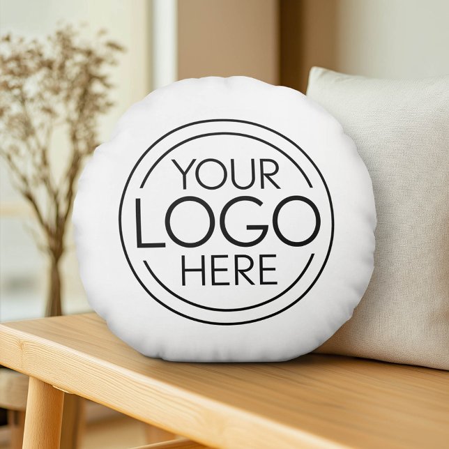 Fügen Sie Ihr Logo-Unternehmen Minimalistisch hinz Rundes Kissen (Custom Logo Pillow)