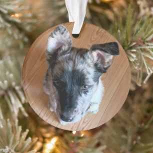 Fügen Sie Ihr Niedliches Puppy-Foto doppelseitig Ornament