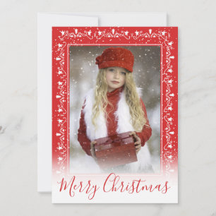 Fügen Sie Ihr Weihnachtsfoto Roter Rand Weißer Bok Feiertagskarte