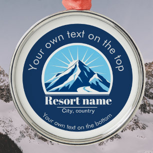 Fügen Sie Ihre Berg- oder Skigebiet-Namen Medaille Ornament Aus Metall