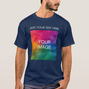 Fügen Sie Ihre Bild-Bild-Vorlage Men's Navy Blue T-Shirt