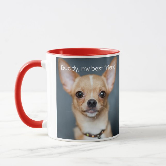 Fügen Sie Ihre Chihuahua Foto Red Ringer Tasse (Links)