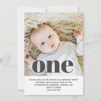 Fügen Sie Ihre eigene Foto One First Birthday Part Einladung