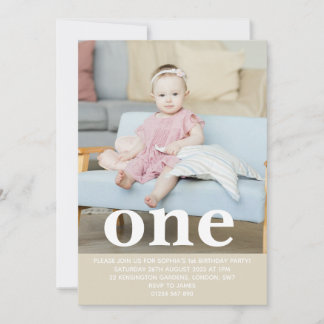 Fügen Sie Ihre eigene Foto One First Birthday Part Einladung