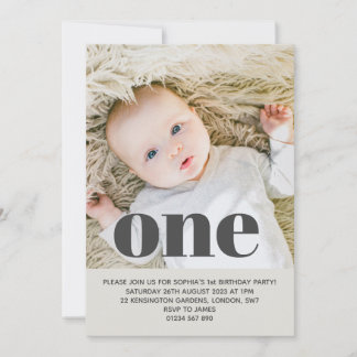 Fügen Sie Ihre eigene Foto One First Birthday Part Einladung