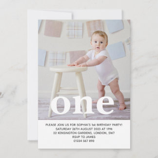Fügen Sie Ihre eigene Foto One First Birthday Part Einladung