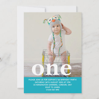 Fügen Sie Ihre eigene Foto One First Birthday Part Einladung