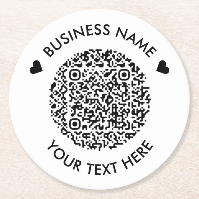 Fügen Sie Ihre eigene QR Code Scan Minimal Einfach Runder Pappuntersetzer (Vorderseite)