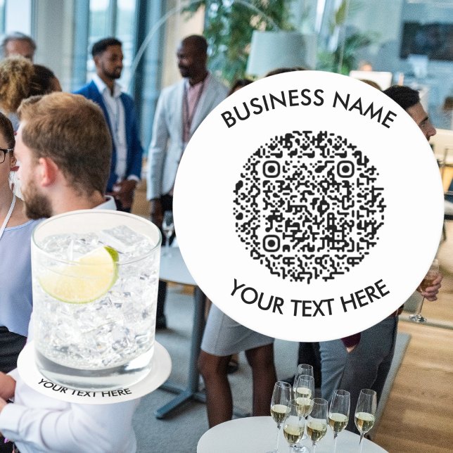Fügen Sie Ihre eigene QR Code Scan Minimal Einfach Runder Pappuntersetzer (Add your own round QR Code Scan Minimal Simple Round Paper Coaster
for business promotion)