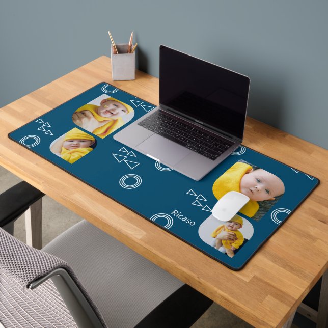 Fügen Sie Ihre eigenen 4 Fotos und Text Personalis Schreibtischunterlage (Büro 2)