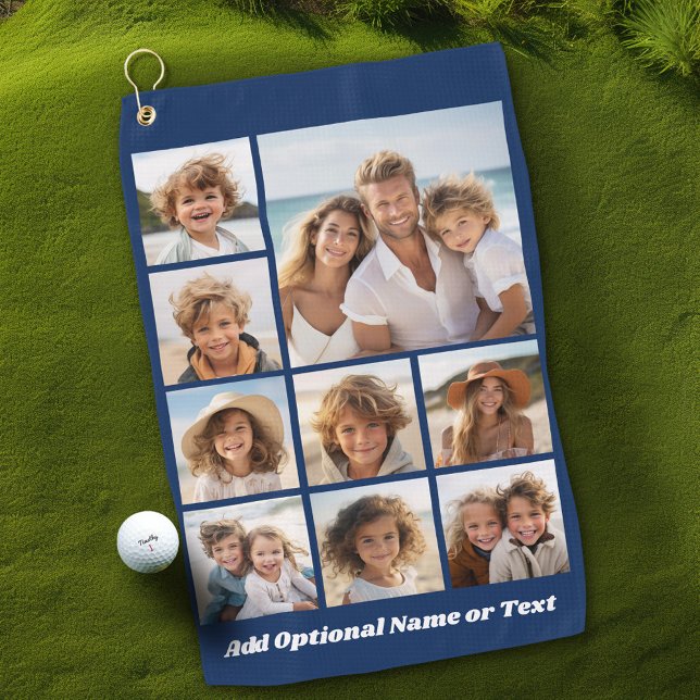 Fügen Sie Ihre eigenen 9 Fotos Collage hinzu - Kan Golfhandtuch (Personalized Golf Towel with Photos and Text)