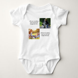 Fügen Sie Ihre eigenen Fotos, Text und Hintergrund Baby Strampler