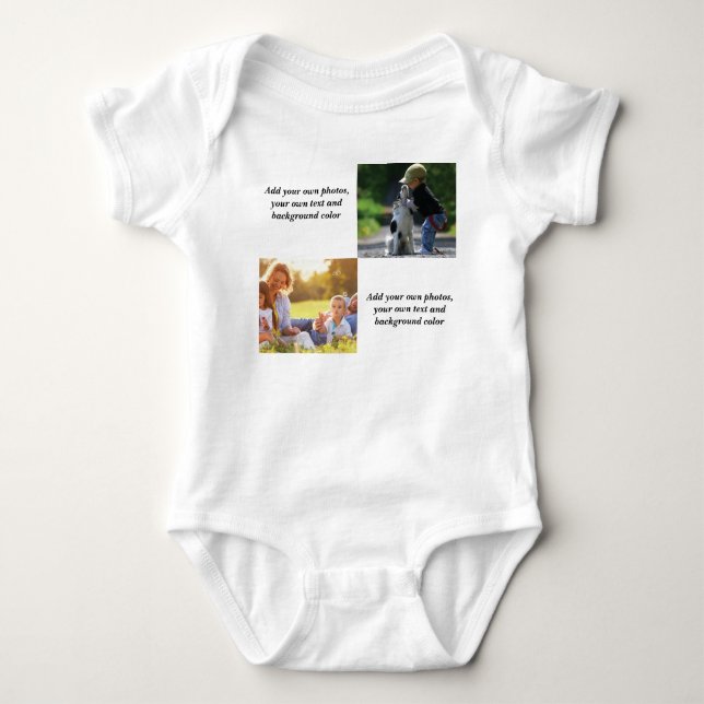 Fügen Sie Ihre eigenen Fotos, Text und Hintergrund Baby Strampler (Vorderseite)