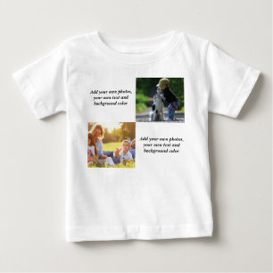 Fügen Sie Ihre eigenen Fotos, Text und Hintergrund Baby T-shirt