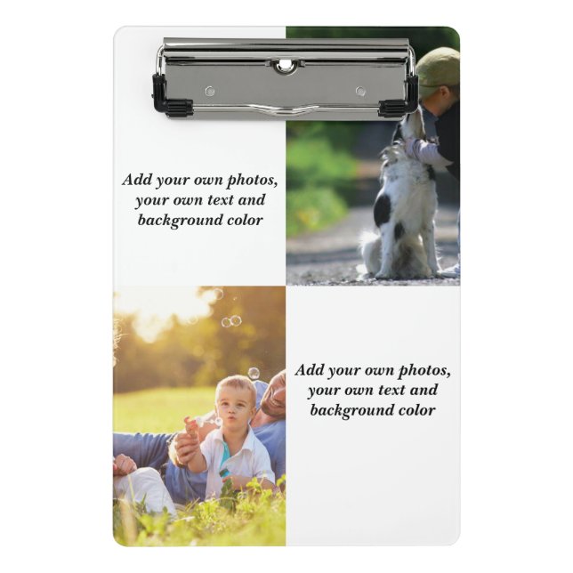 Fügen Sie Ihre eigenen Fotos, Text und Hintergrund Mini Klemmbrett (Vorderseite)