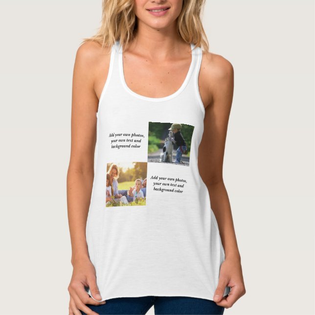 Fügen Sie Ihre eigenen Fotos, Text und Hintergrund Tank Top (Vorderseite)