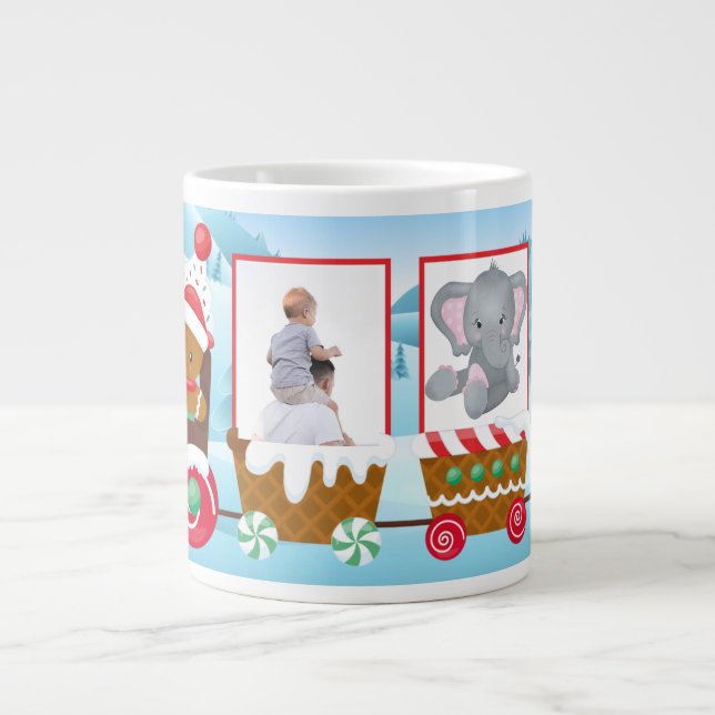 Fügen Sie Ihre eigenen Fotos Weihnachtszug Urlaub  Jumbo-Tasse (Vorderseite)