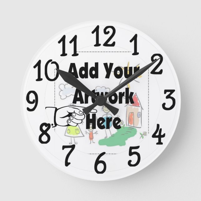 Fügen Sie Ihre eigenen Kunstwerke Wall Clock hinzu Runde Wanduhr (Vorderseite)