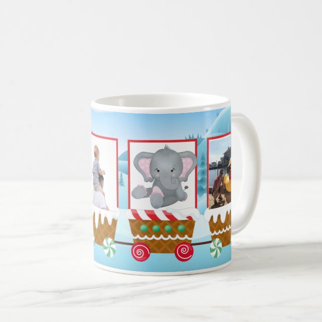 Fügen Sie Ihre Fotos Weihnachtszug Geschenk Urlaub Kaffeetasse (VorderseiteRechts)
